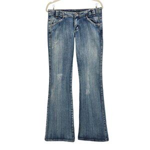 Vintage Le Dunne Womens 5/6 Jeans Flared Distressed Low Rise Y2K Retro 2000s